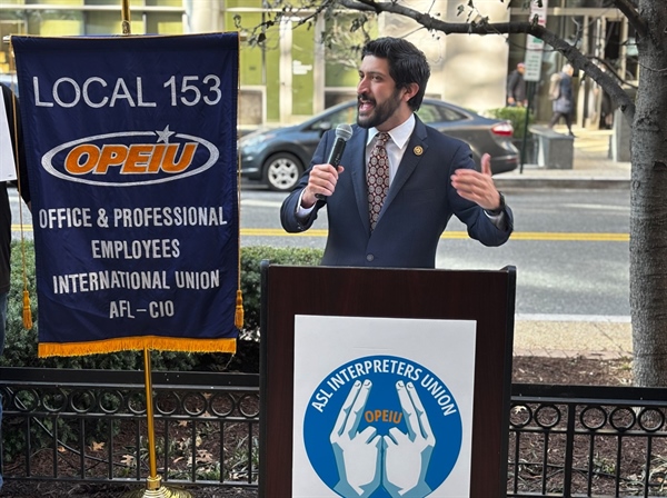 ASL Interpreters Union-OPEIU and Rep. Greg Casar Call for Accountability in Deaf Telecommunications at Press Conference at FCC